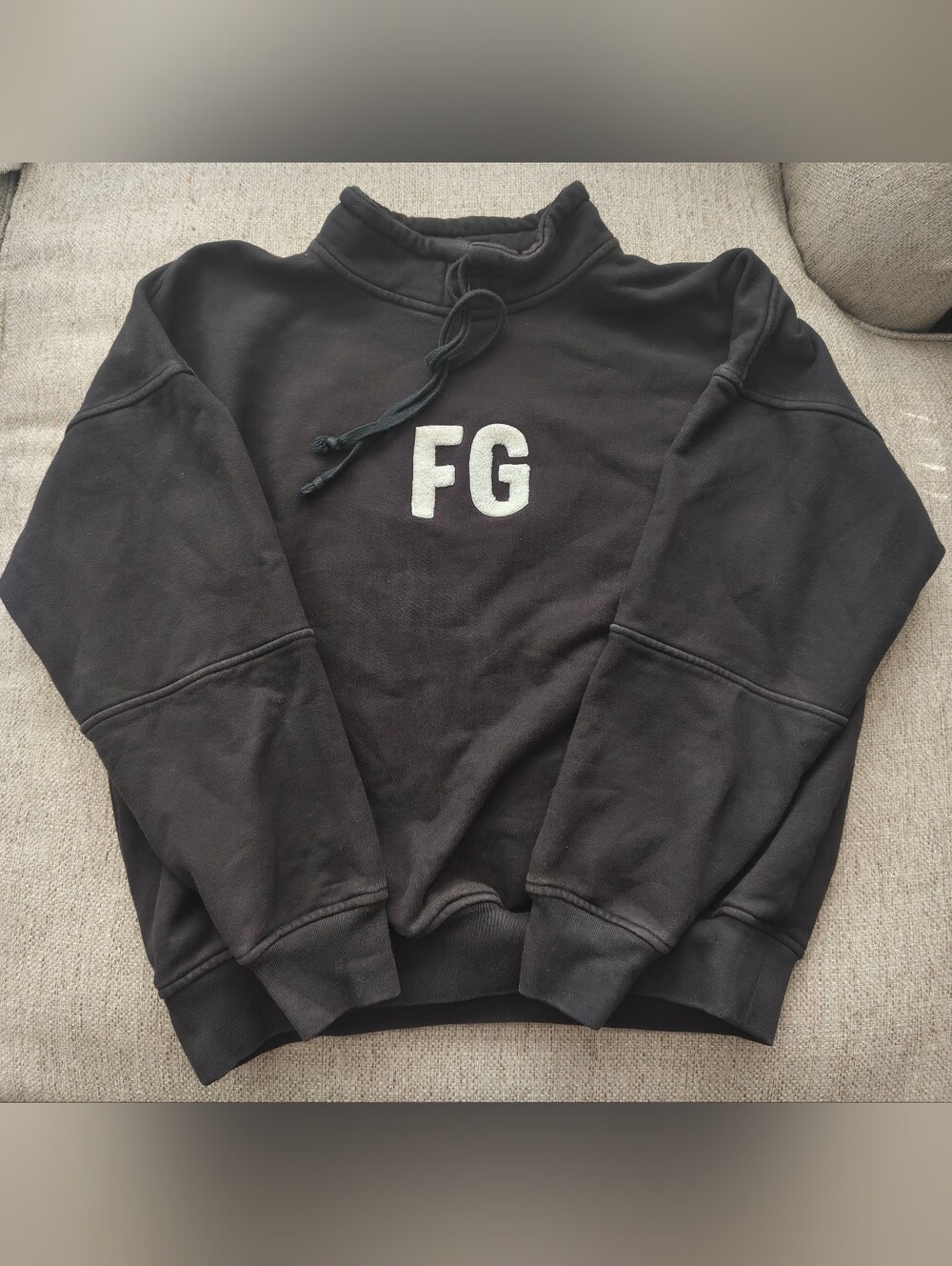 Men's Fear of God Black Mock-Neck FG Pullover Sweatshirt